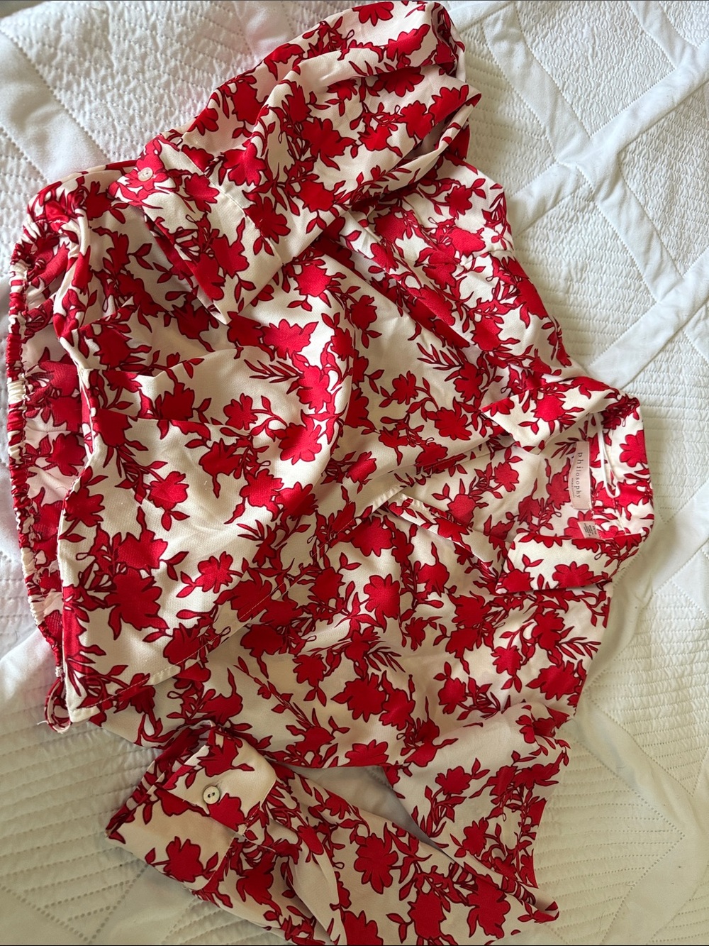 Philosophy Red and Cream Floral Crop Top